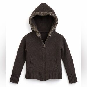 GAP Kids 3T 100% Wool Sherpa Hood Zip Sweater Jacket Brown Cozy Size Large